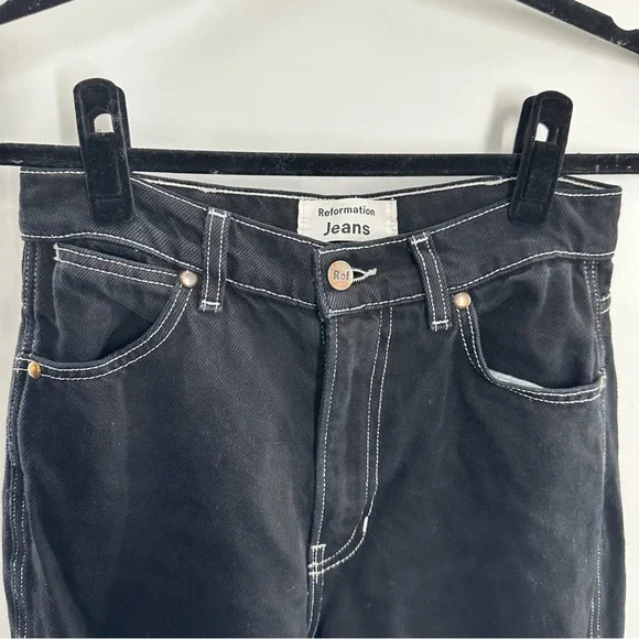 FLAWED Reformation Cowboy High Rise Straight Black Jeans - Picture 2 of 9